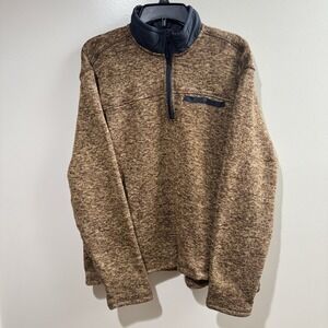 Eddie Bauer Sherpa Fleece Pullover Men's XL Brown 1/4 Zip Mock Neck Warm Outdoor